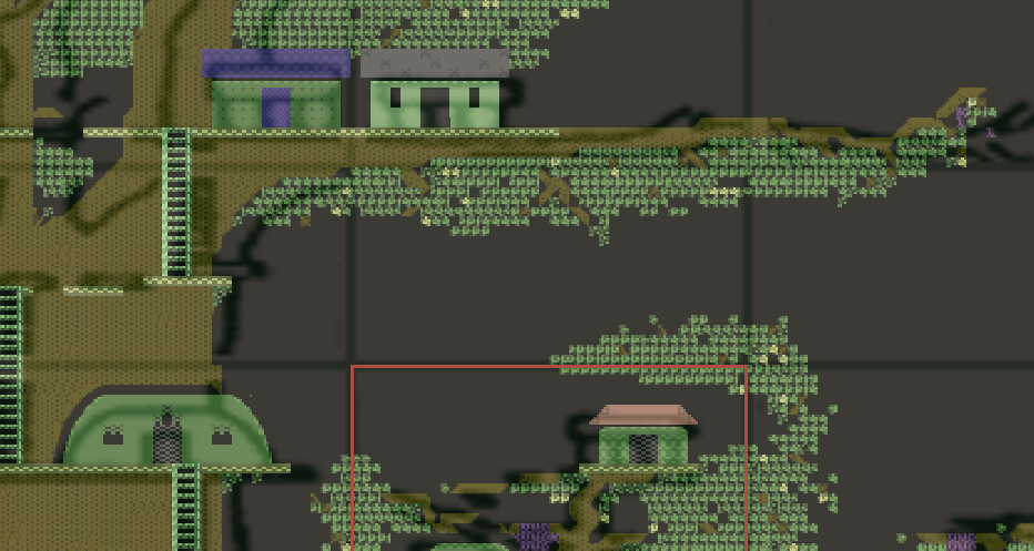 The Wise Child’s nid-house (boxed), below and right of the platforms